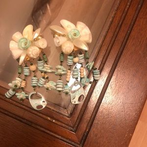 preowned Clip Ons Shell Beach summer Ear Rings
